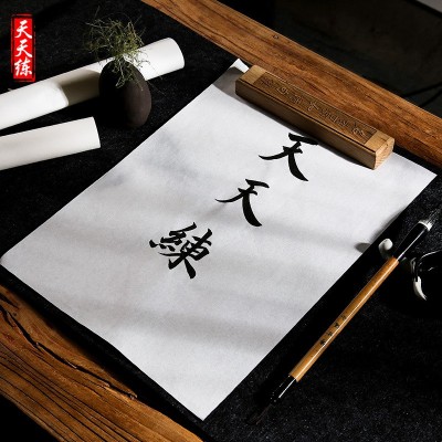 天天练 4开8开生宣熟宣宣纸 入门书法绘画练习宣纸 白色书法宣纸     1本图3