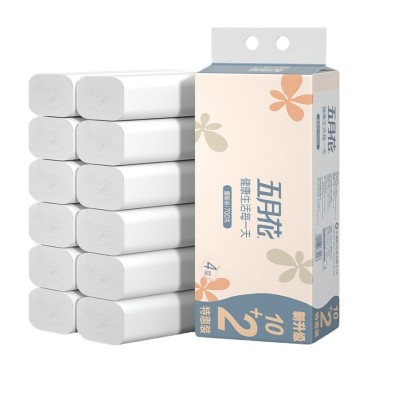 五月花4层700g一提12卷批发厕所纸卷筒纸手纸纸巾无芯卷纸卫生纸图5