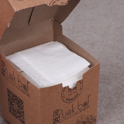 新款批发方形牛皮纸盒卫生抽纸 餐厅原生木浆无香餐巾纸定制logo图4