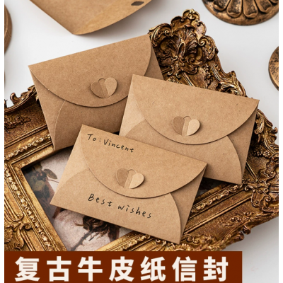 复古牛皮纸爱心信封ins风高级感贺卡加厚欧式创意文艺浪漫信封袋图3