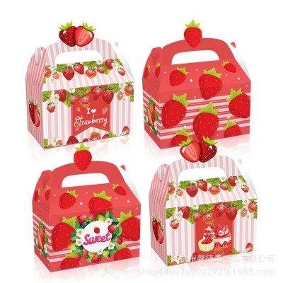 DD249 水果 草莓strawberry 派对礼物糖白卡纸立体异形手提纸盒图4
