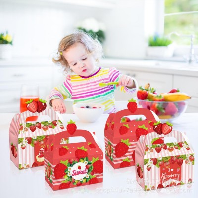 DD249 水果 草莓strawberry 派对礼物糖白卡纸立体异形手提纸盒图3