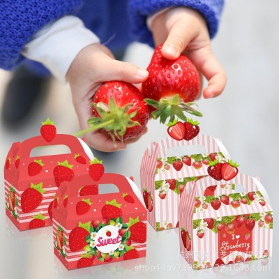 DD249 水果 草莓strawberry 派对礼物糖白卡纸立体异形手提纸盒图5