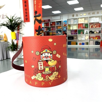 新年抱抱桶纸罐纸筒藕粉礼品彩盒面膜圆筒包装白卡纸管烫金卷边盒图3