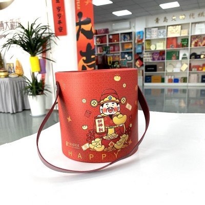 新年抱抱桶纸罐纸筒藕粉礼品彩盒面膜圆筒包装白卡纸管烫金卷边盒图4