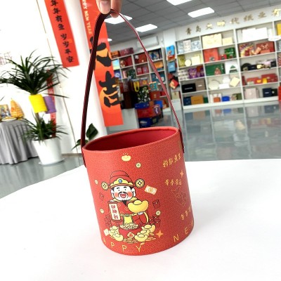 新年抱抱桶纸罐纸筒藕粉礼品彩盒面膜圆筒包装白卡纸管烫金卷边盒图5