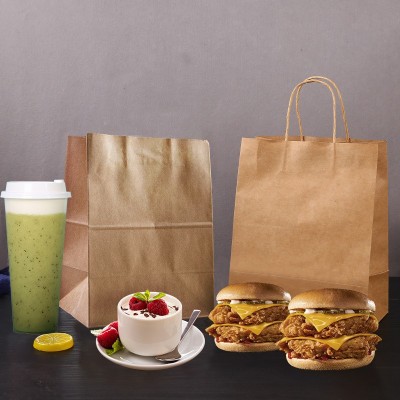 工厂直销牛皮纸袋手提袋定制 外卖打包手提袋定做 可降解牛皮纸袋图4