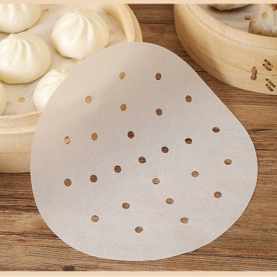 一次性食品级蒸笼纸白色本色圆形蒸笼垫纸家用包子馒头烘培纸批发图4