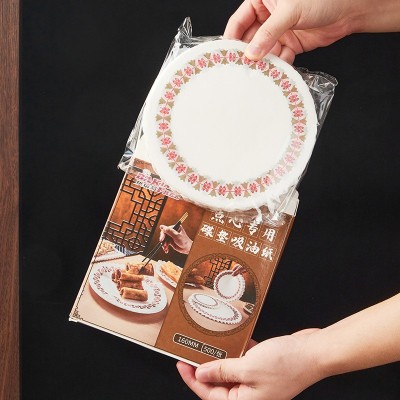 一次性不沾吸油餐盘垫纸 小吃前菜点心酒店用碟垫纸 三色花底纸图4