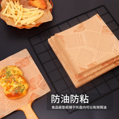 棕色美式防油纸小吃面包吸油纸隔油英文报垫纸一次性三明治包装纸图4