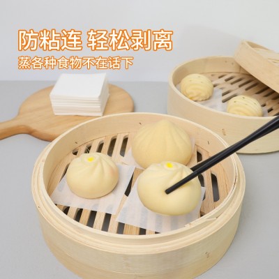 原木浆硅油纸 不粘方形垫纸 包底纸蒸笼屉垫纸蒸包子馒头纸蒸笼纸图2