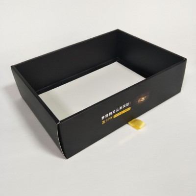 白卡纸彩盒丝带抽拉式卡盒纪念品礼品包装彩盒烫金化妆品套装彩盒图2