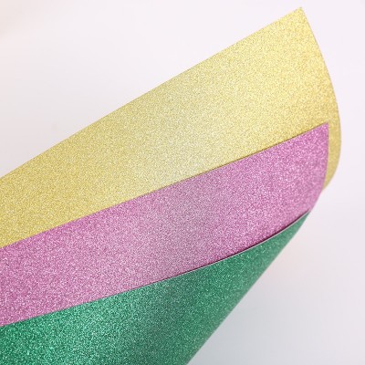 跨境热销21色现货250克A4彩色闪光金葱卡纸幼儿园DIY手工彩虹卡纸图3