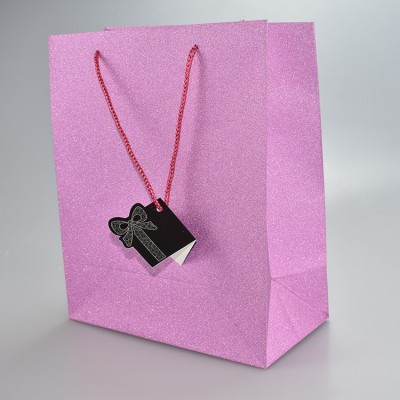 跨境【亚马逊】纯色手提袋闪光金葱礼品袋 LOGO不掉粉包装纸袋图4