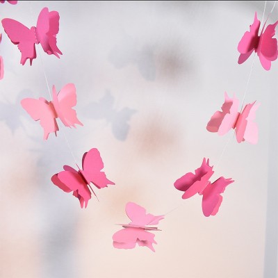 4米彩色卡纸七彩蝴蝶立体纸拉花婚庆生日派对场地布置挂串装饰图4