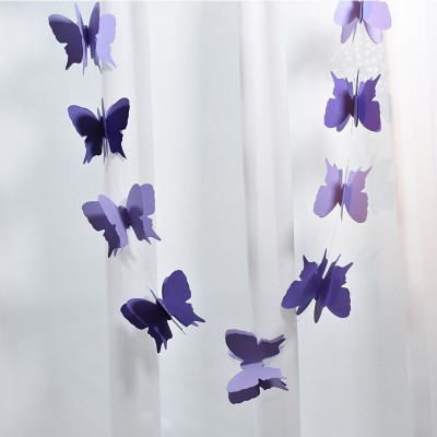 4米彩色卡纸七彩蝴蝶立体纸拉花婚庆生日派对场地布置挂串装饰图6