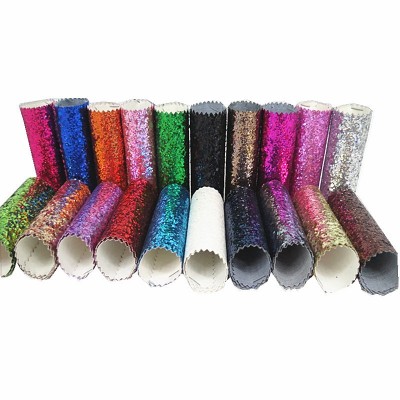 供应闪闪发光的金葱布 撒粉工艺 绚丽多彩皮革面料图4