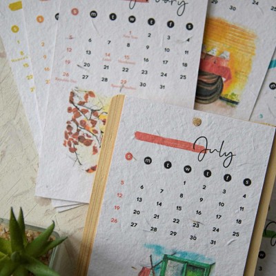 种子纸可降解种植种子纸日历台历手工纸发芽企业台历图2