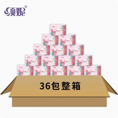 顺妮品牌舒爽负离子姨妈巾整箱批发 日用36包绵柔透气超薄卫生巾
