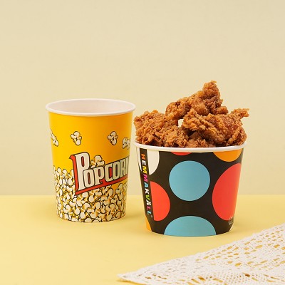 爆米花桶一次性串串桶过年家用聚餐加厚国风红色喜庆打包纸碗定制图2