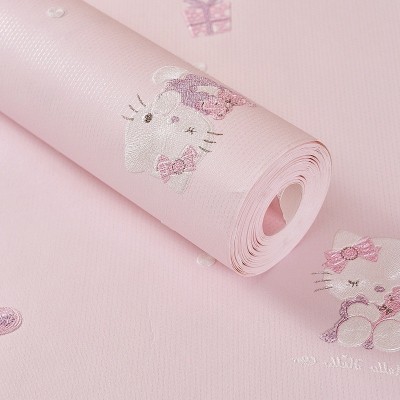 温馨3D儿童精压墙纸 卧室酒店主题房服装店 简约现代KT猫卡通壁纸图2