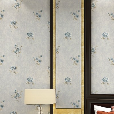 浅紫色3D田园小碎花墙纸 卧室客厅酒店美容院 温馨玫瑰花精压壁纸图4