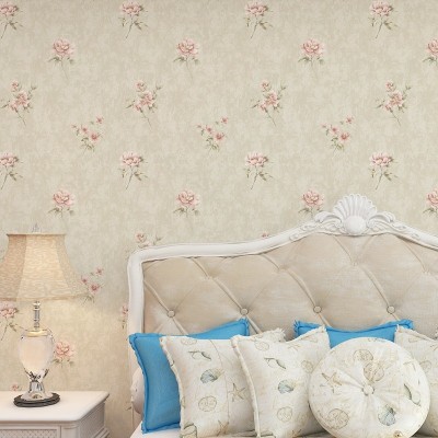 浅紫色3D田园小碎花墙纸 卧室客厅酒店美容院 温馨玫瑰花精压壁纸图5