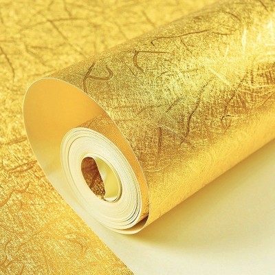 金色3D粗细拉丝墙纸 餐厅酒店吊顶 简约现代纯素色金箔防水壁纸图2