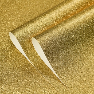 金色3D粗细拉丝墙纸 餐厅酒店吊顶 简约现代纯素色金箔防水壁纸图4