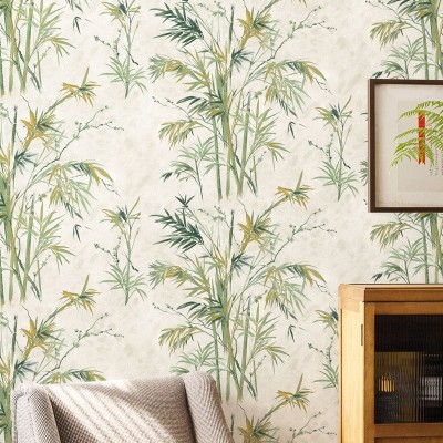 新中式竹子竹叶墙纸卧室客厅书房茶室电视背景墙防水中国风壁纸图2