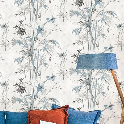 新中式竹子竹叶墙纸卧室客厅书房茶室电视背景墙防水中国风壁纸图3