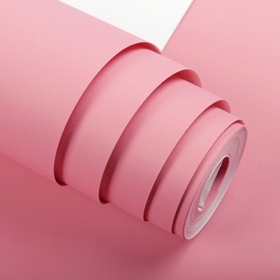 北欧风淡粉色无纺墙纸纯色女孩房公主粉儿童房卧室客厅背景墙壁纸图3