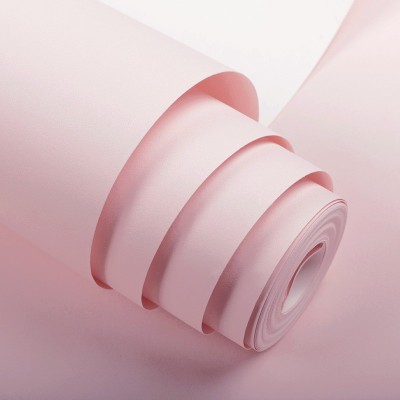 北欧风淡粉色无纺墙纸纯色女孩房公主粉儿童房卧室客厅背景墙壁纸图2