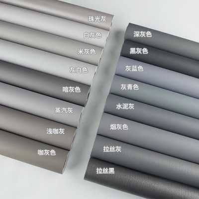 深灰色壁纸纯色无纺布墙纸水泥灰素色服装店客厅背景墙纸卧室满铺图2