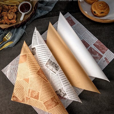 美式防油纸垫纸食品包装纸英文吸油纸炸鸡隔油纸小吃披萨垫盘用纸图5