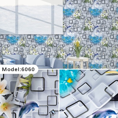 欧式花卉墙纸自粘即时贴卧室装修壁纸简约素色墙纸墙贴跨境专供图2