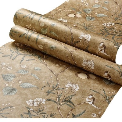 美式乡村复古做旧田园无纺布墙纸苹美式壁纸卧室客厅立体背景壁纸图5