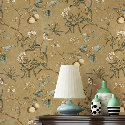 美式乡村复古做旧田园无纺布墙纸苹美式壁纸卧室客厅立体背景壁纸图3