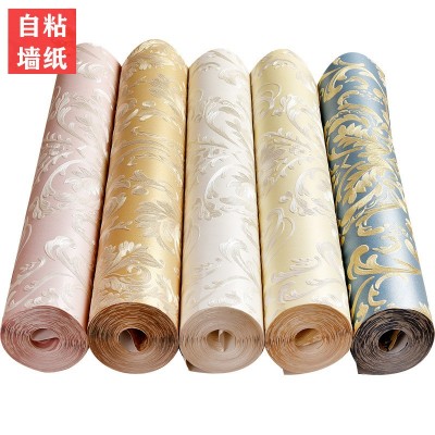 现代欧式自粘墙纸无纺加厚3D浮雕壁纸温馨卧室客厅电视背景墙贴纸图4