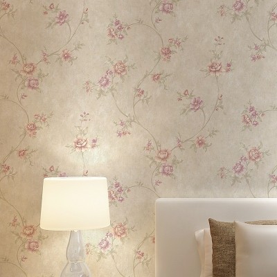 美式3D田园小碎花浮雕墙纸 卧室客厅美容院 复古藤蔓花精压壁纸图3