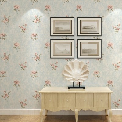 紫色3D田园小碎花精压墙纸卧室婚房美容院酒店温馨玫瑰花浮雕壁纸图2