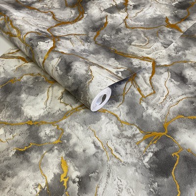 轻奢简约金色线大理石肌理水波纹纹理背景墙纸卧室客厅装饰壁纸图2