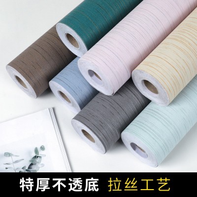 拉丝布纹墙纸卧室自沾温馨防水防霉家具客厅卧室素色电视背景纯色图3