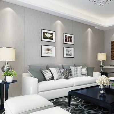 亚麻自粘防水无缝墙布全屋现代简约卧室客厅素色家用墙纸墙咔图3