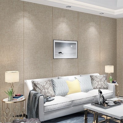亚麻自粘防水无缝墙布全屋现代简约卧室客厅素色家用墙纸墙咔图2
