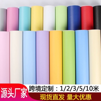纯色 PVC素色自粘墙纸幼儿园展柜宿舍客厅卧室即时贴背景壁纸批发