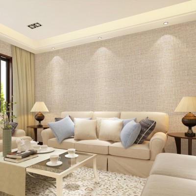 纸自粘批发仿麻布纹宾馆酒店客厅卧室纯色翻新壁纸蚕丝自贴跨境图2