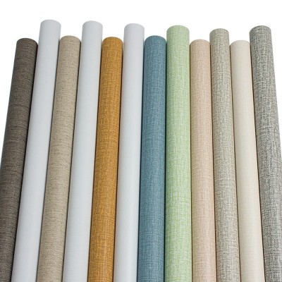 纸自粘批发仿麻布纹宾馆酒店客厅卧室纯色翻新壁纸蚕丝自贴跨境图5