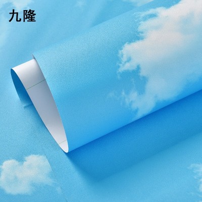 60cm宽加厚PVC蓝天白云防水墙纸自粘壁纸自贴卧室房间天花板贴纸图2