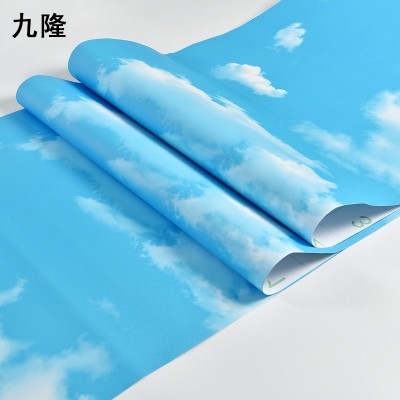 60cm宽加厚PVC蓝天白云防水墙纸自粘壁纸自贴卧室房间天花板贴纸图4